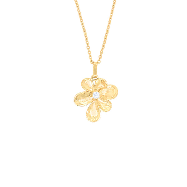 Yellow Gold Diamond Flower Petal Necklace - Mila Gems