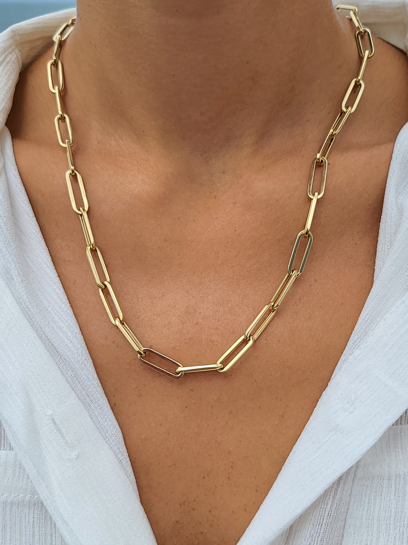 Yellow Gold Paperclip Necklace - Mila Gems