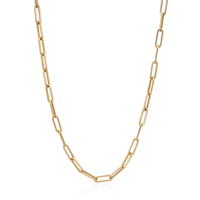 Yellow Gold Paperclip Necklace - Mila Gems