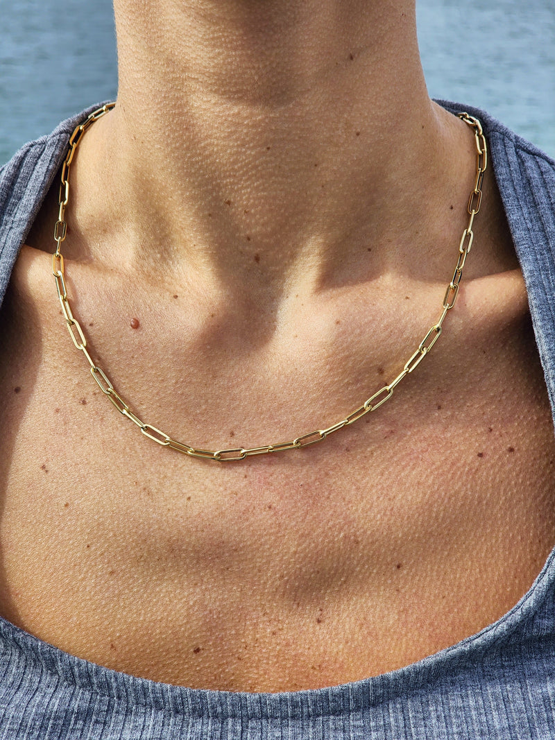 Solid Chunky Paperclip Necklace | Adina Eden Jewels