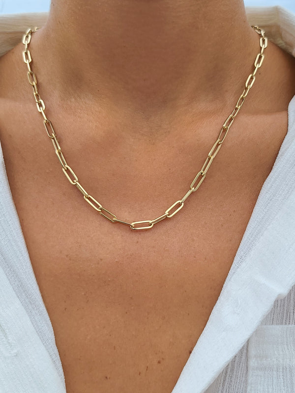 Yellow Gold Paperclip Necklace - Mila Gems