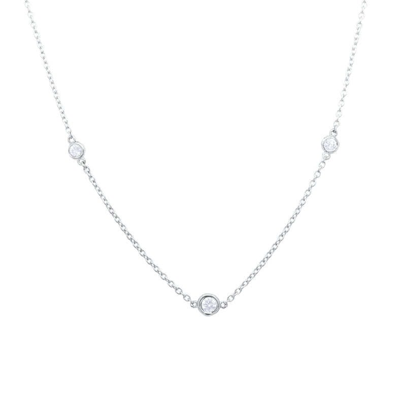 White Gold 1.35 Carat Diamond By The Yard Necklace - Mila Gems