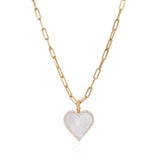 Mother of Pearl Diamond Heart Necklace - Mila Gems