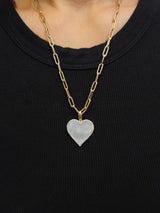 Mother of Pearl Diamond Heart Necklace - Mila Gems