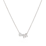 Diamond Initial and Heart Necklace - Mila Gems