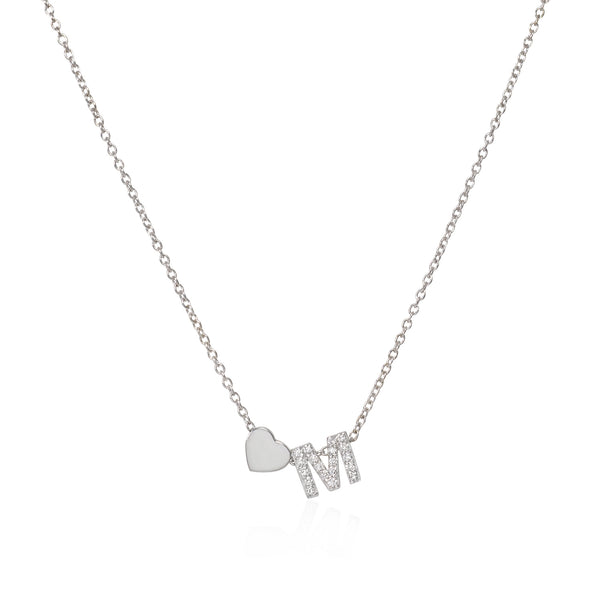 Diamond Initial and Heart Necklace - Mila Gems