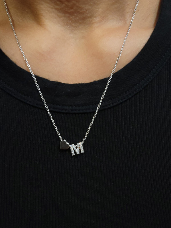 Diamond Initial and Heart Necklace - Mila Gems