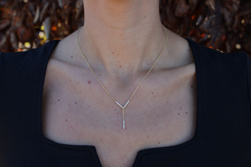 Diamond V Lariat Necklace - Mila Gems