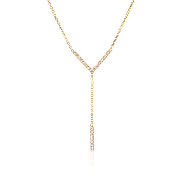 Diamond V Lariat Necklace - Mila Gems