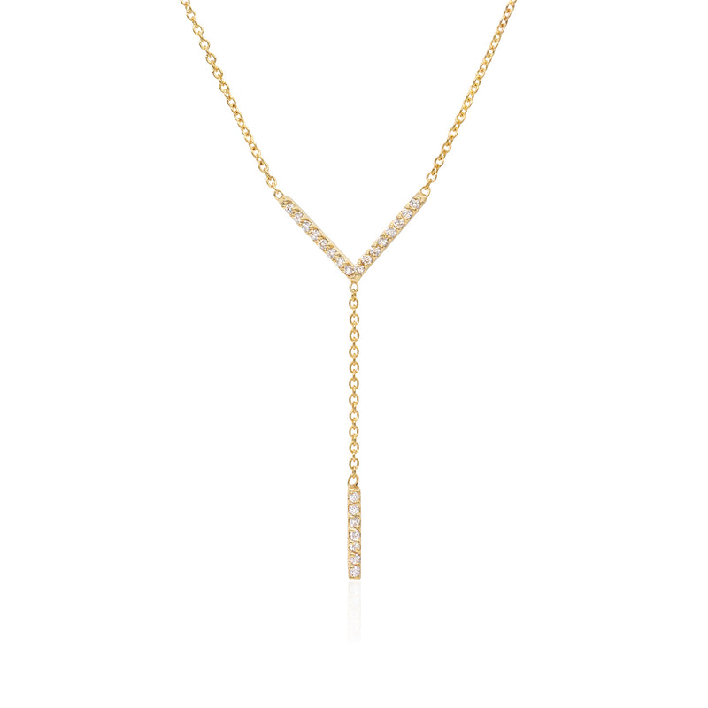 Diamond V Lariat Necklace - Mila Gems