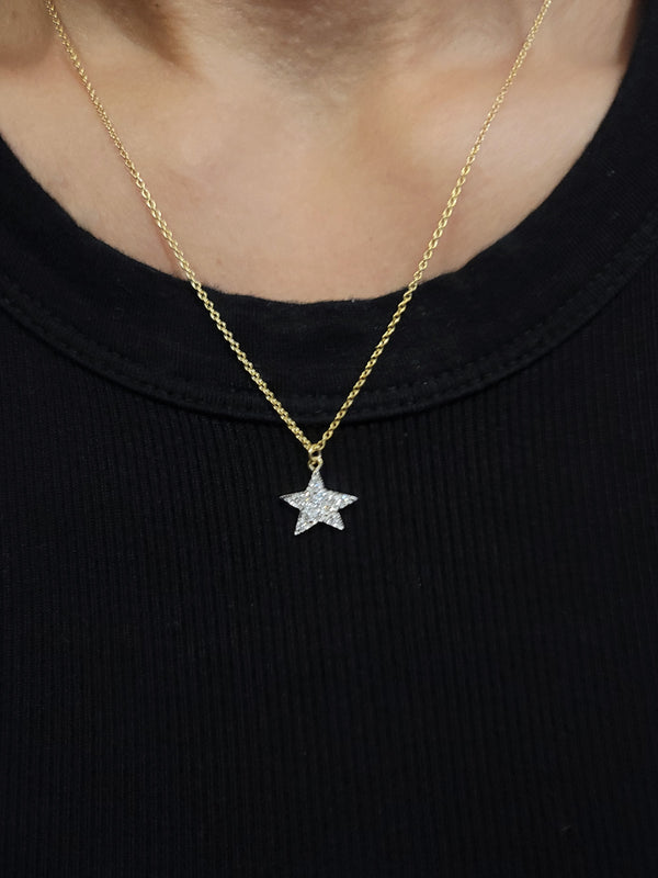 Slanted Diamond Star Necklace - Mila Gems