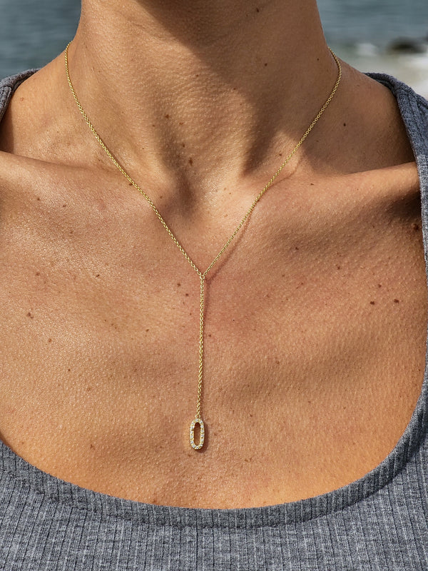 Floating Diamond Lariat Necklace - Mila Gems