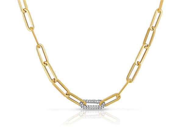 Diamond Link Paperclip Necklace - Mila Gems
