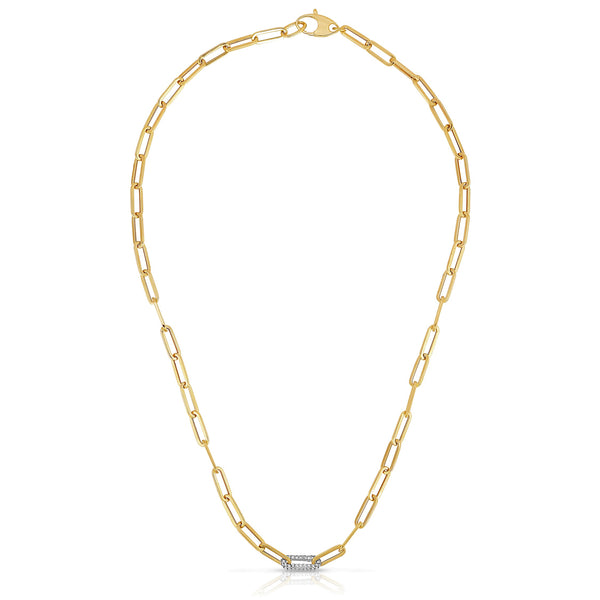 Diamond Link Paperclip Necklace - Mila Gems