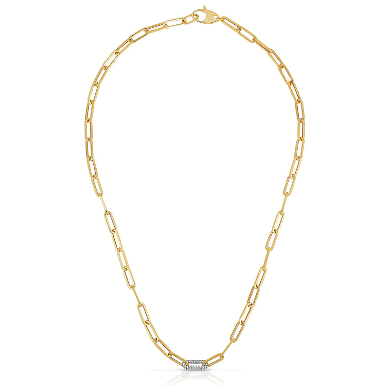 KIKICHIC | NYC | CZ Diamond Pave Green Eye Panther Paperclip Necklace  Sterling Silver (925) in 18k Gold