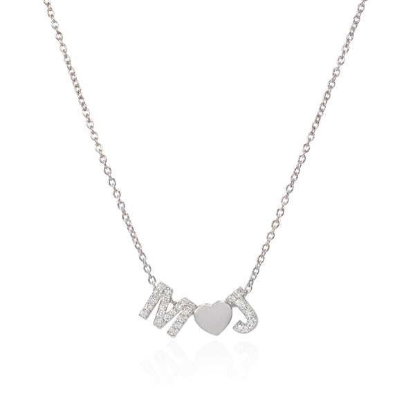 Double Diamond Initial Necklace - Mila Gems