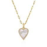 Small Mother of Pearl Diamond Heart Necklace - Mila Gems