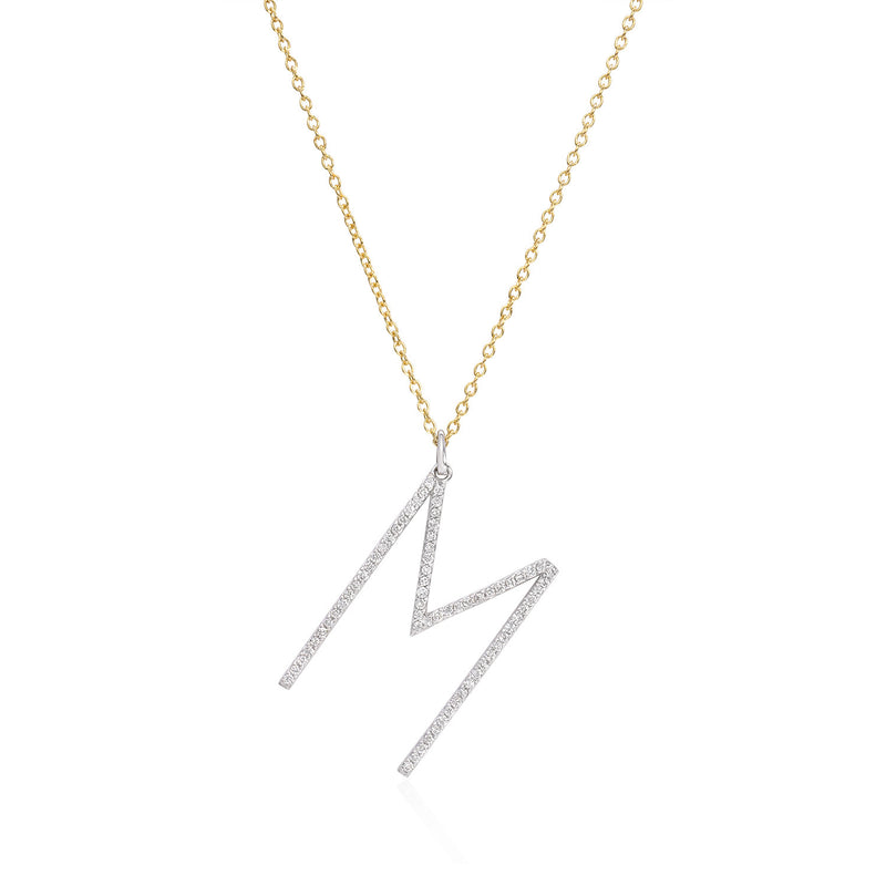 Yellow Gold Mini Diamond Initial Pendant Necklace – SANDAK
