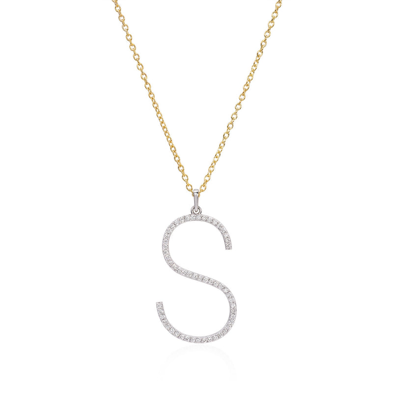 S Pendant, Nature Inspired Initial Pendant, Rose Gold - Doron Merav