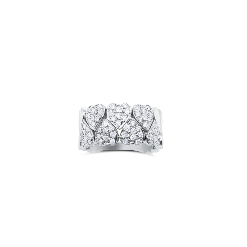 White Gold Pave Diamond Heart Ring - Mila Gems