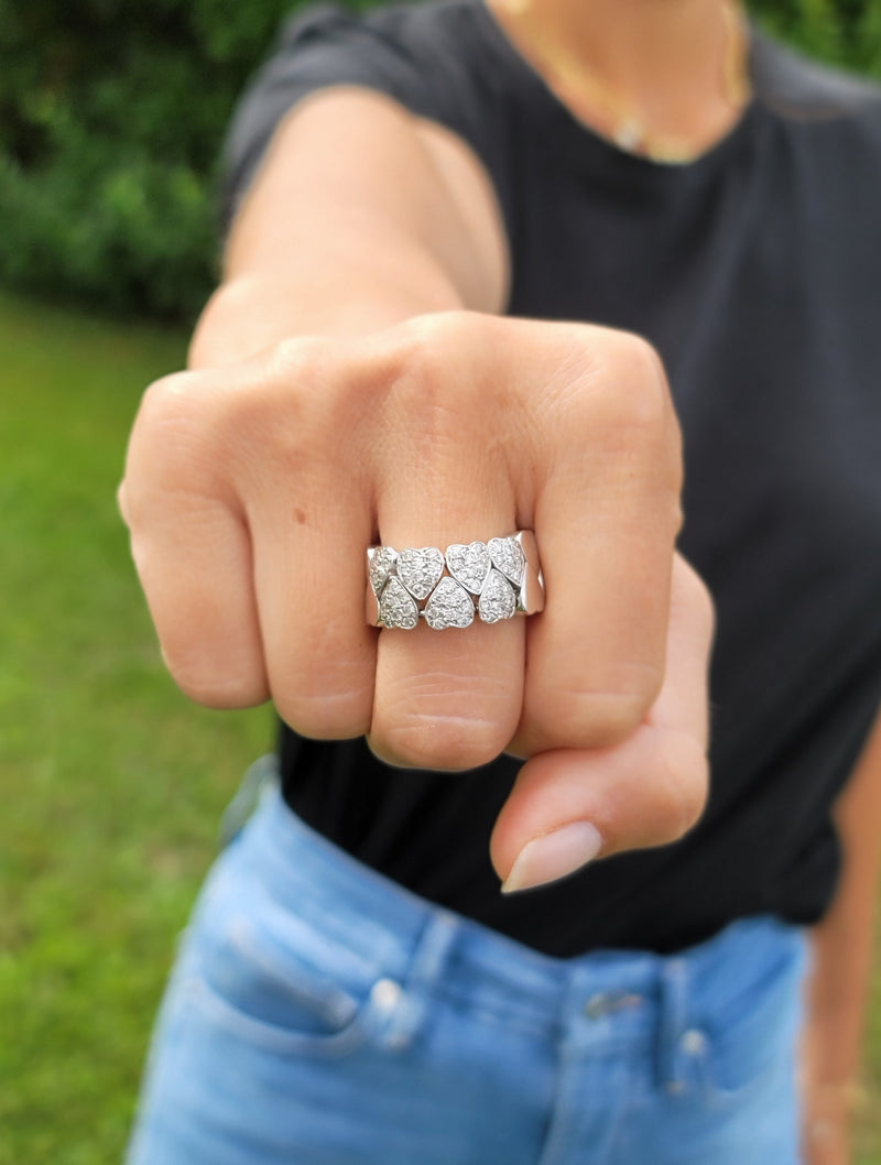 White Gold Pave Diamond Heart Ring - Mila Gems