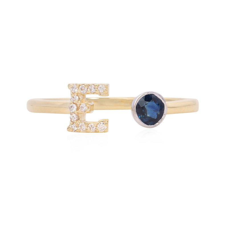 Diamond Initial and Birthstone Ring - Mila Gems