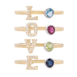 Diamond Initial and Birthstone Ring - Mila Gems