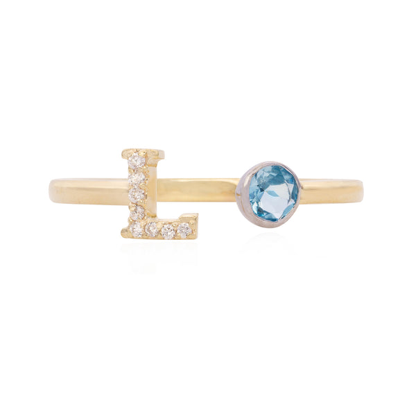 Diamond Initial and Birthstone Ring - Mila Gems