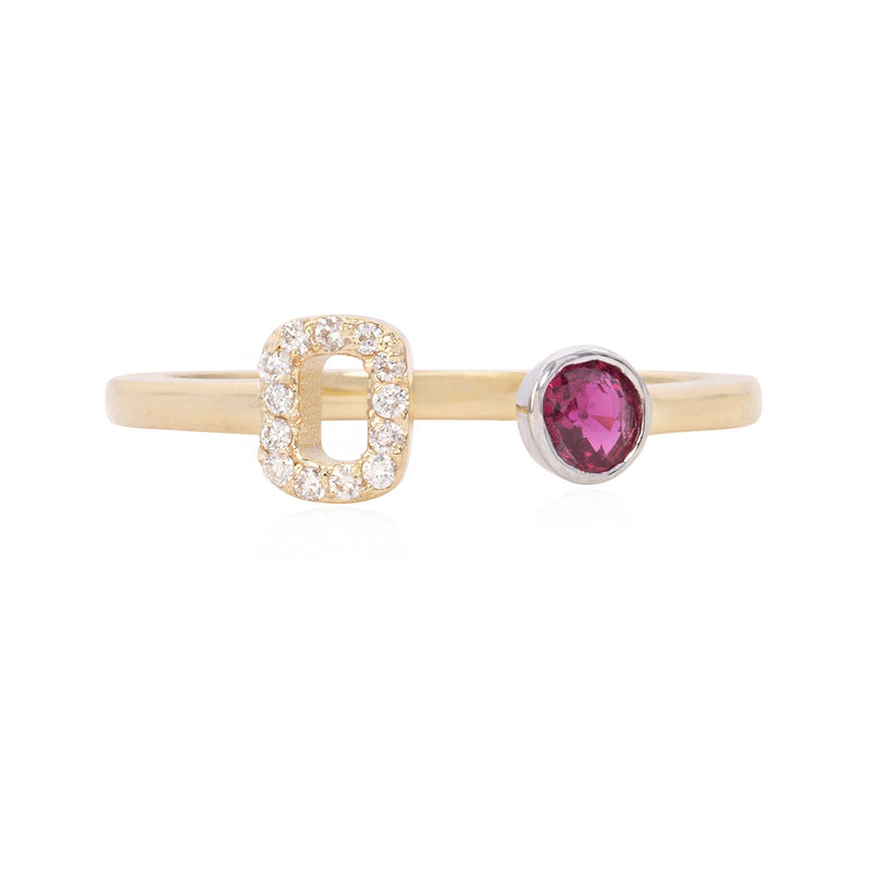 Diamond Initial and Birthstone Ring - Mila Gems