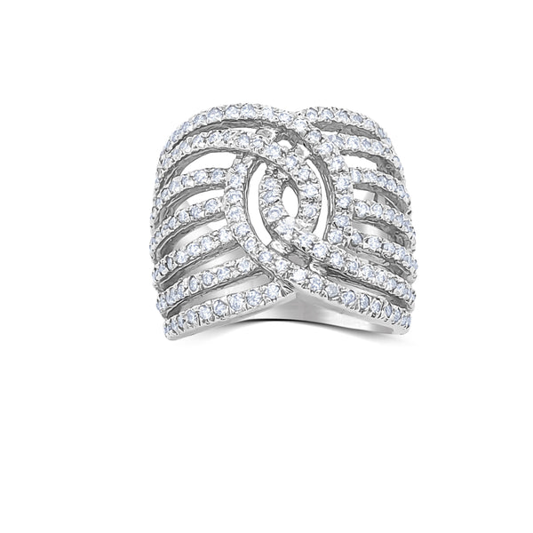 White Gold Intertwining Diamond Ring - Mila Gems