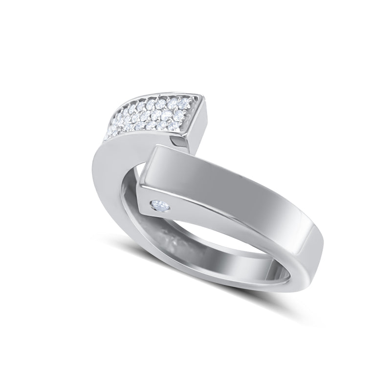White Gold Criss Cross Pave Diamond Ring - Mila Gems