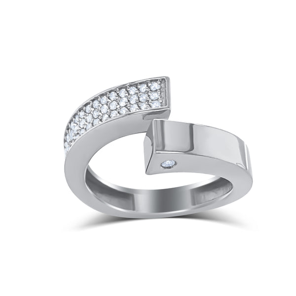 White Gold Criss Cross Pave Diamond Ring - Mila Gems