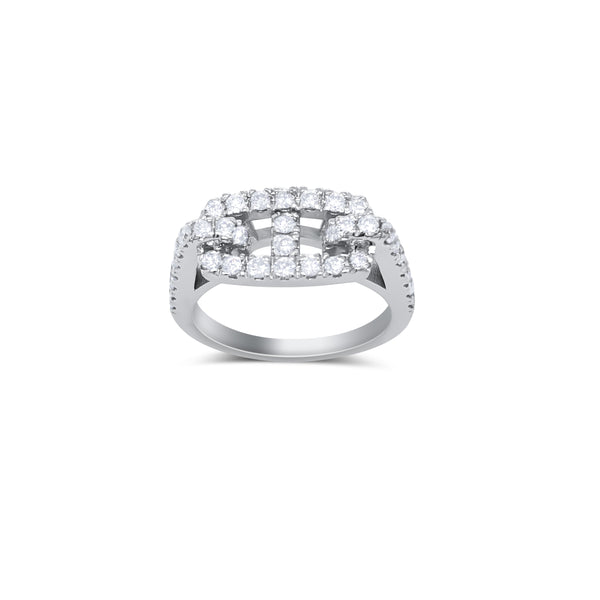 White Gold Buckle Diamond Ring - Mila Gems
