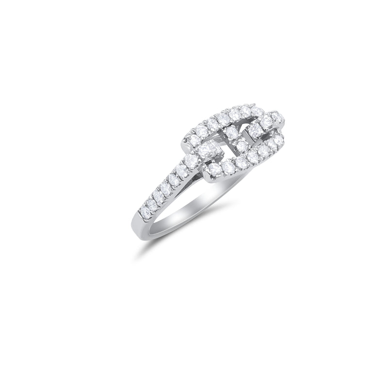 White Gold Buckle Diamond Ring - Mila Gems