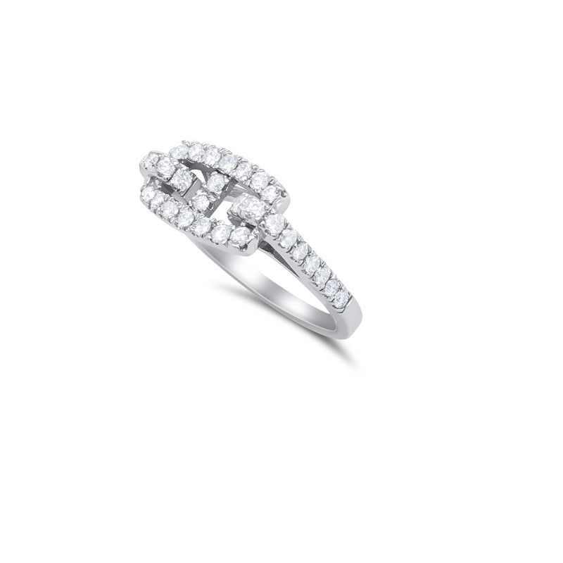 White Gold Buckle Diamond Ring - Mila Gems