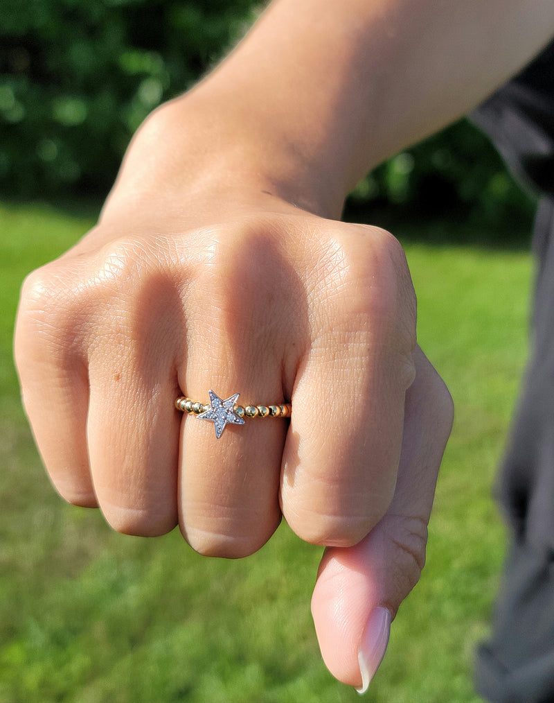Two Tone Diamond Star Ring - Mila Gems