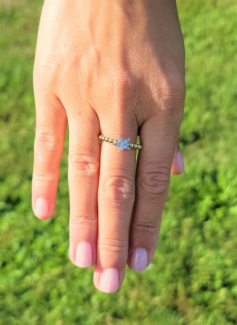 Two Tone Diamond Star Ring - Mila Gems