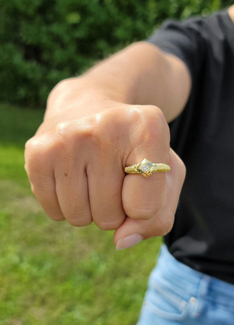 Ridged Diamond Ring - Mila Gems