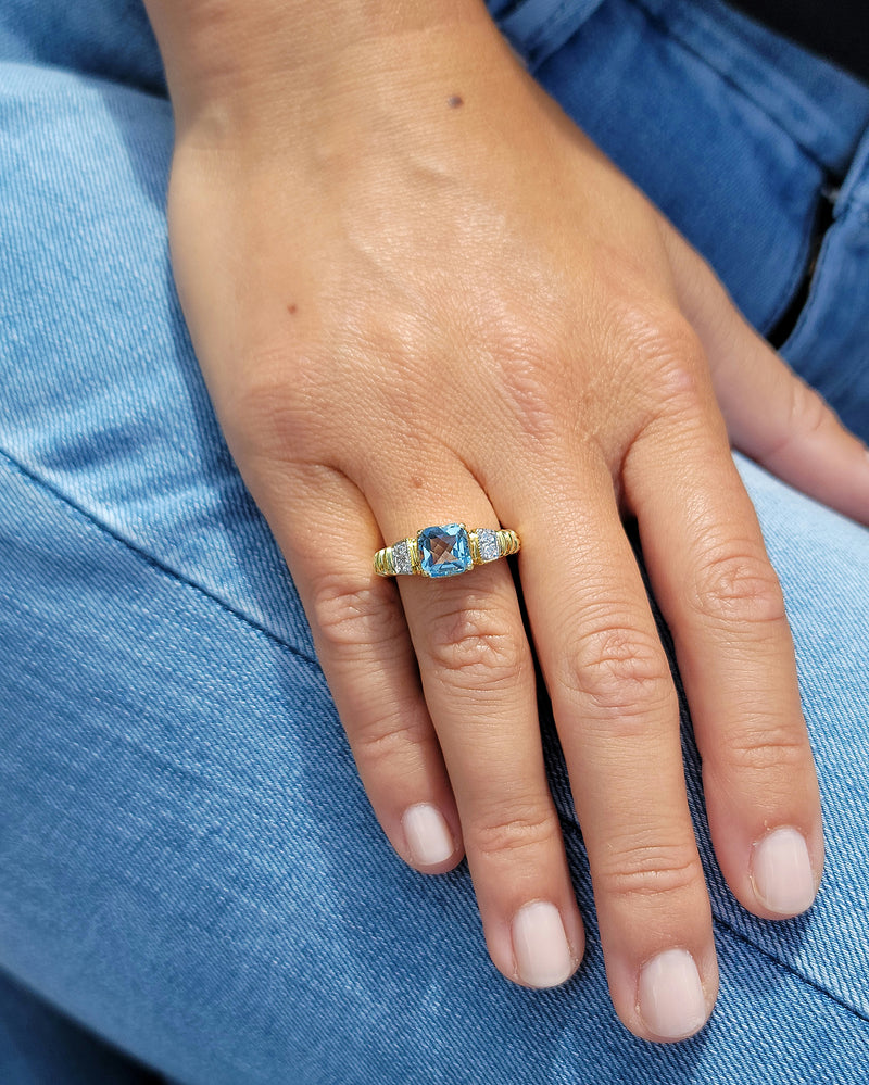 Blue Topaz and Diamond Ring - Mila Gems