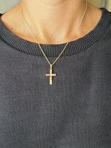 Yellow Gold Plain Cross Necklace - Mila Gems