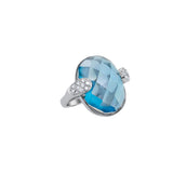 White Gold Blue Topaz and Diamond Ring - Mila Gems
